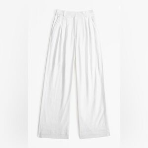 Abercrombie & Fitch Sloane Tailored Linen Blend Pant, White, Size M, EUC